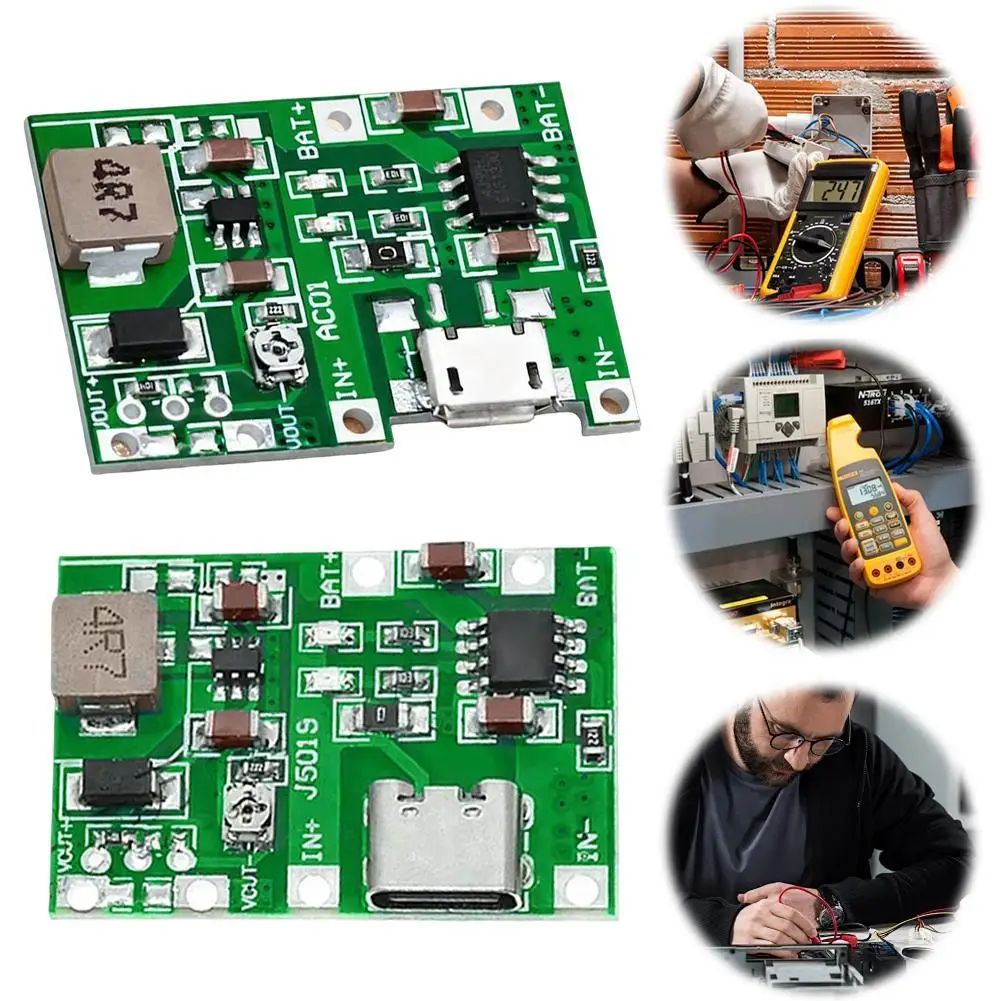 18650 Зарядка литиевой батареи Micro USB/TYPE C 3,7 В 4,2 В Плата зарядного устройства DC-DC повышающий модуль 18650 Зарядка литиевой батареи Micro USB/TYPE C 3,7 В 4,2 В Плата зарядного устройства DC-DC повышающий модуль