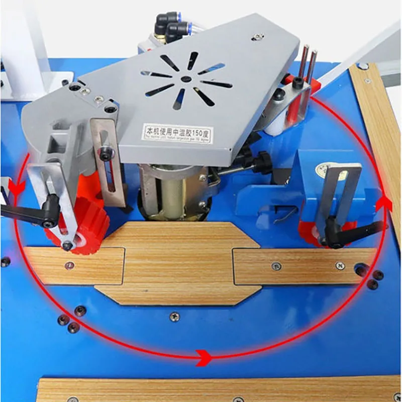 mini manual wood pvc edge banding machine with cutting pvc edge banding machine itself and excellent speed control