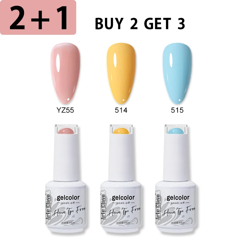 Arte Clavo 15ml Pink Nail Gel Polish 3pcs/Set Semi Permanant Nails Art Red LED Polish UV Gel Varnishes Soak Off Gel Nail Polish