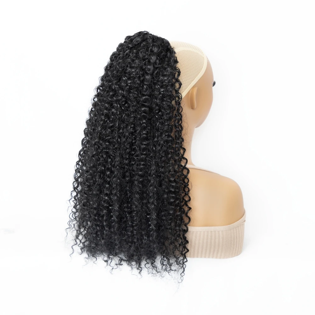 مجعد الاصطناعية الرباط ذيل حصان الأفرو مجعد الاصطناعية ذيل حصان الشعر اللون الطبيعي الاصطناعية ذيل حصان مقاومة للحرارة الشعر #2