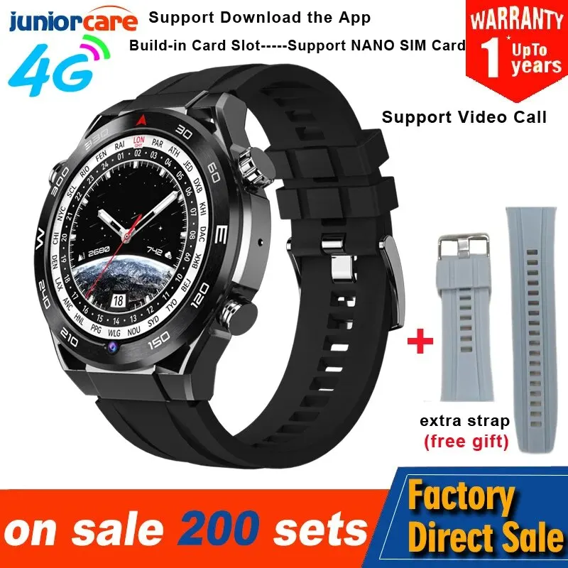 

4G GPS Смарт-часы для мужчин 1,62 дюйма Большой экран 2G + 32G Android HD Передняя камера Видеозвонок NFC IP67 Водонепроницаемые умные часы с SIM-картой для мужчин