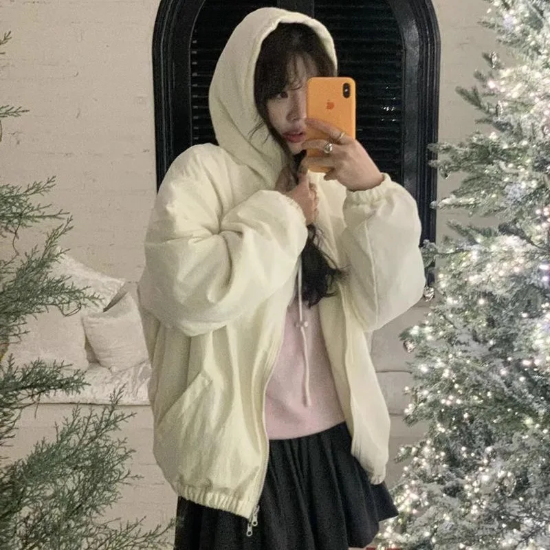 

Double-Sided Wearable Hooded Fce Jaet Women's Korean Sle Initial Autumn Loose Fit Regular Length Other Material 00%