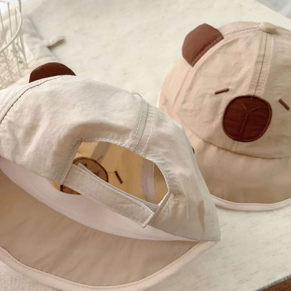 New Spring Summer Baby Bucket Hat Cute Capybara Soft Thin Newborn Bonnet Short Brim Boys Girls Sunscreen Hat Kids