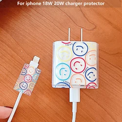 For iphone 11 12 18W 20W Fast Charger Protector Cover Cute USB Data Line Cable Spiral Winder Protection Protective Adapter Case