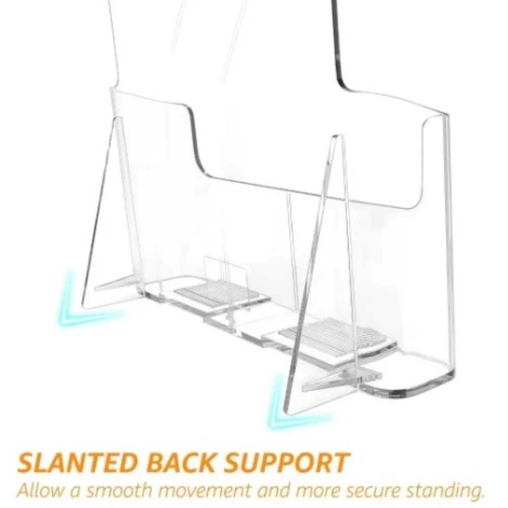 Durable A4 Size Brochure Holder Clear Plastic Filing Magazine Rack Non-slip Modern Style Flyer Display Stand Bookcase view 5