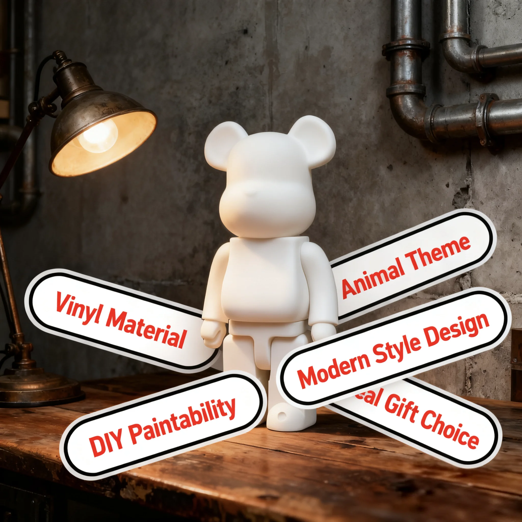 

400% Vinyl Jointed Bear Figure Violent Bear DIY Flexible Poseable Bear Figurine Home Decor Cute Animal Model for Gift Collection