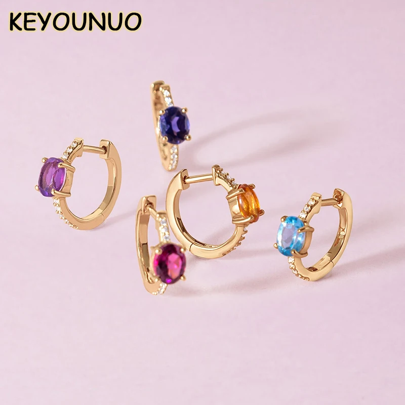 KEYOUNUO Gold Filled Silver Color CZ Hoop Earrings For Women Zircon Colorful Golden Earrings Fashion Party Jewelry Wholesale