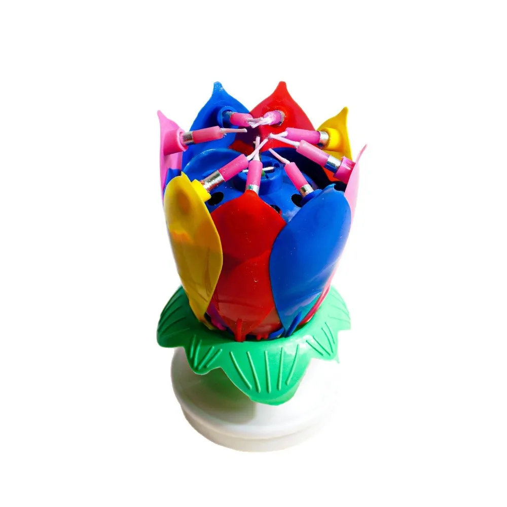 Lotus-Geburtstagskerze Kuchendekoration Kreative Blumen-Kerze mit Musik Überraschungs-Drehkerze Kleine Dekoration – Detail 6