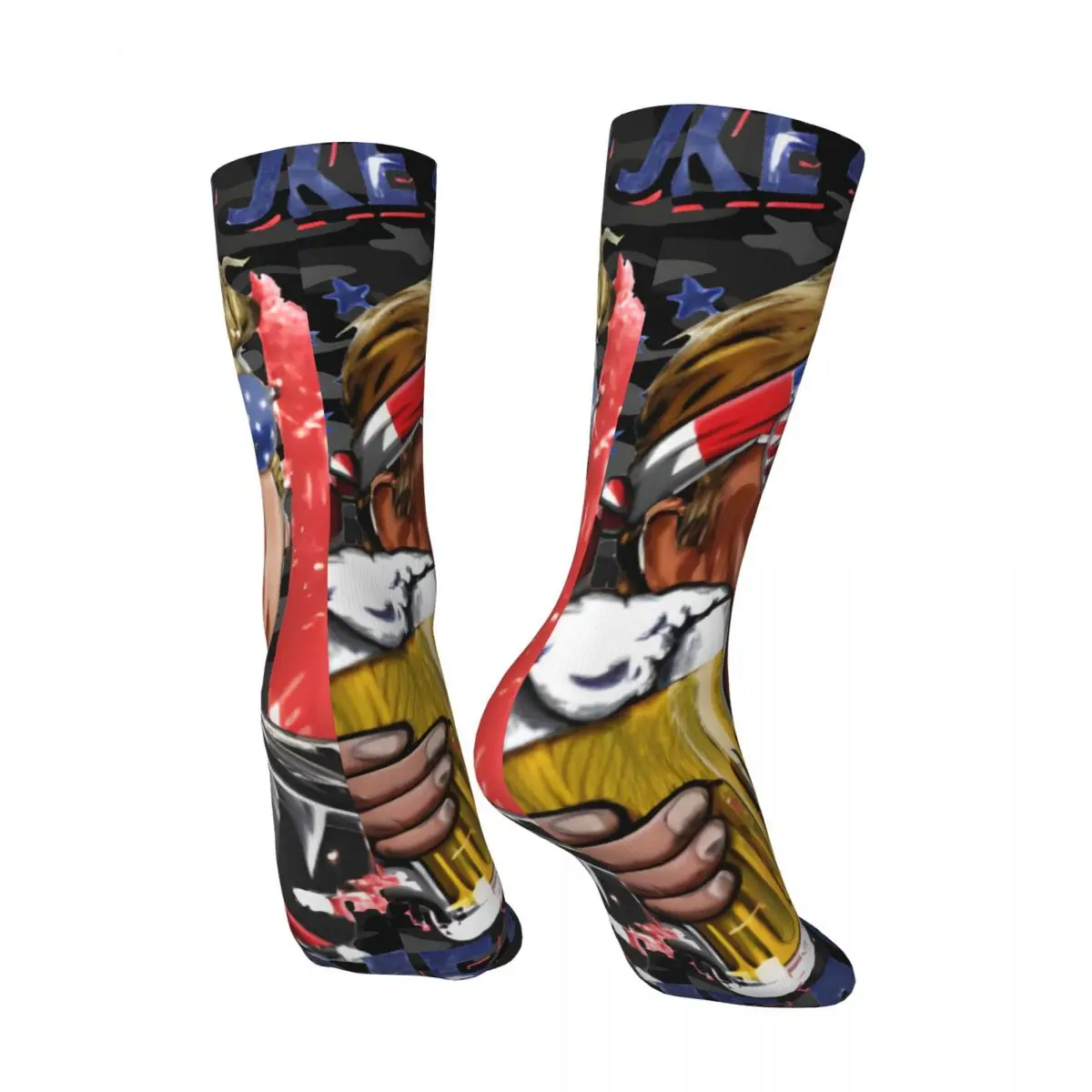 Funny Crazy compression Fun Sock for Men Hip Hop Vintage T-Trump Happy Seamless Pattern Printed Boys Crew Sock Novelty Gift