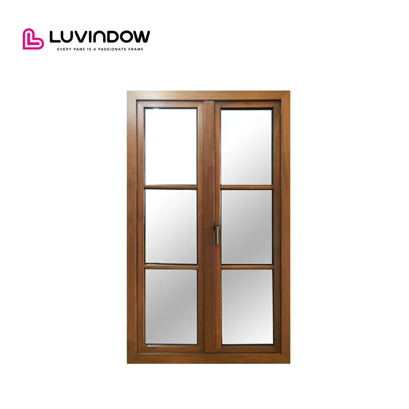 Modern Horizontal Villa Swing Energy Efficient Thermal Break Aluminum Clad Wooden Doors and Windows with Triple Glazed