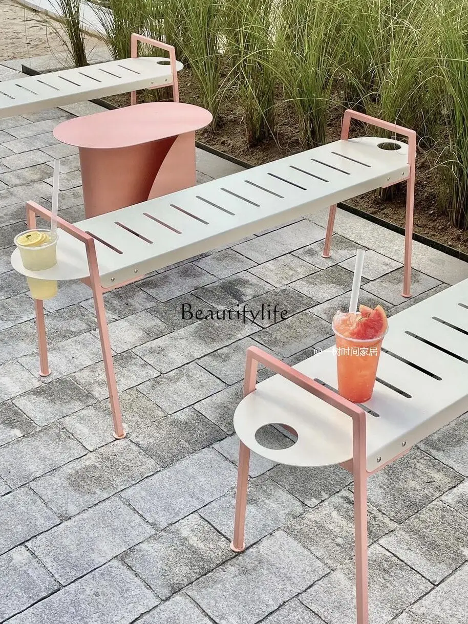 South Korea Cream Style Park Bench Iron Chair Coffee Shop Milk Tea Shop Flower Shop