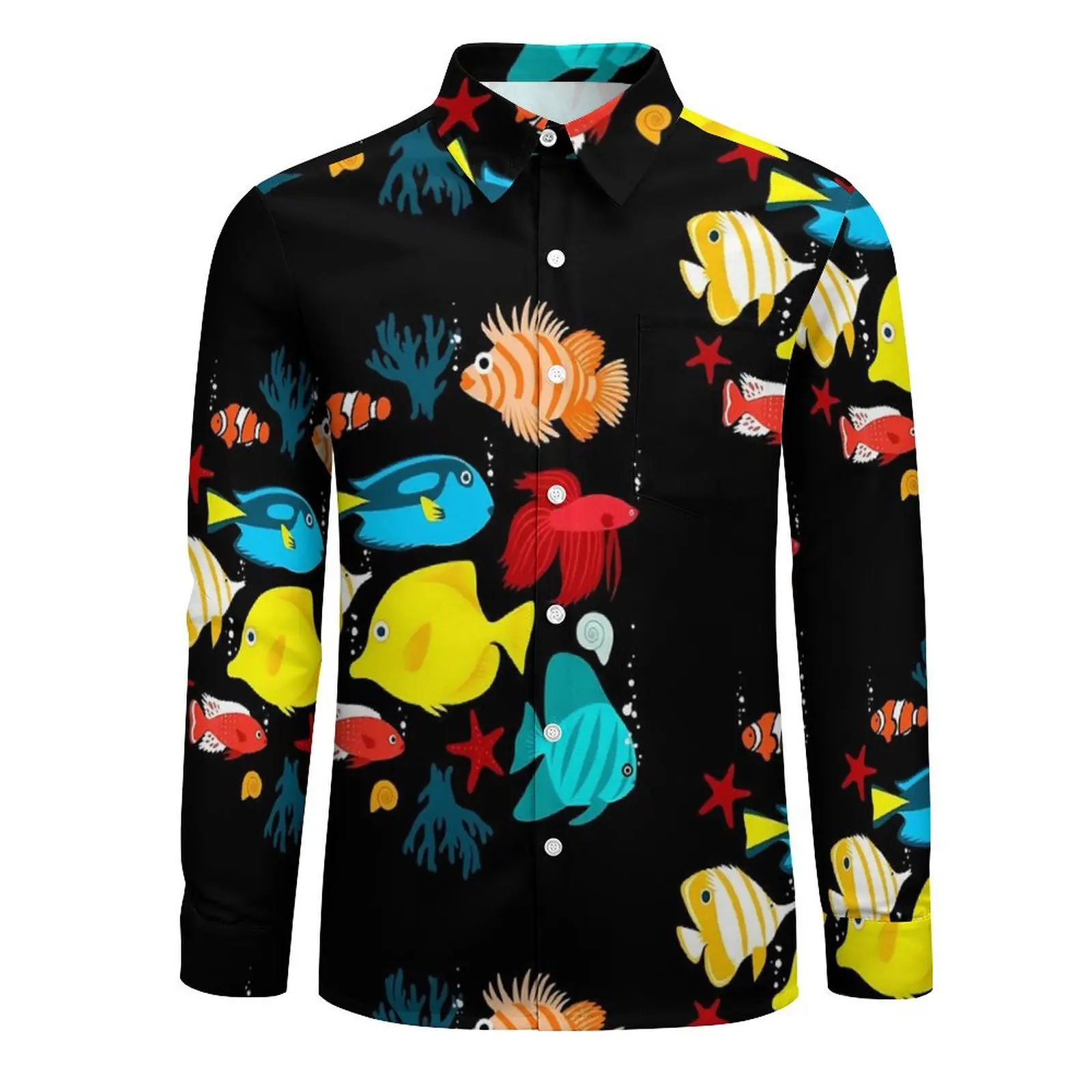 Summer Shirt Beach Tropical Marine Blouses Colorful Fishes Print Vintage Casual Shirts Male Short Sleeve Stylish Oversized Tops