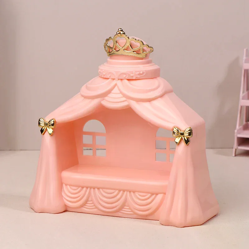 1/12 Dollhouse Mini Princess Bed Model Dollhouse Bedroom Furniture Decoration Dolls House Accessories Pretend Play Toys