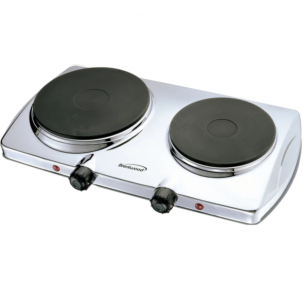 Electric Double-Burner Hot Plate 1440W Temperature Control Automatic Shut-Off Easy Clean Even Heat Distribution Kitchen Cooking