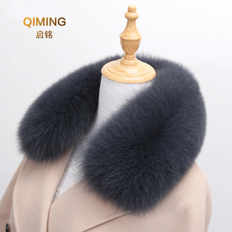 Winter Coat Women Real Fox Fur Collar Scarf Natural Fox Fur Collar For Hood Fur Scarf Warmer Fur Scarf Multicolor Scarves Collar