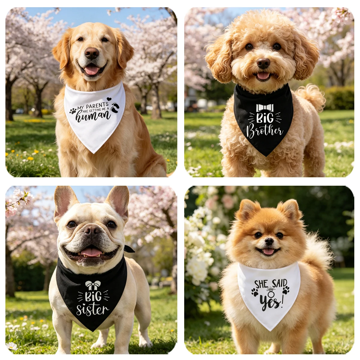 Sucado Dreieckstuch-Halstuch-Kostüm für Hunde und Katzen, „Meine Menschen heiraten“, „Sie haben ja gesagt“, geeignet für Babypartys, Hochzeiten – Detail 4