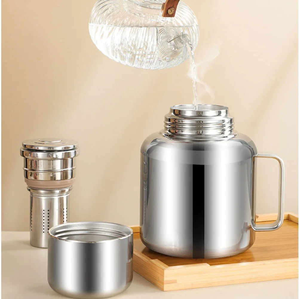 Stainless Steel Vacuum Insulated Beverage Container, Press‑Control Water Release Infuser Pot, Heat‑Retaining Drink Vessel