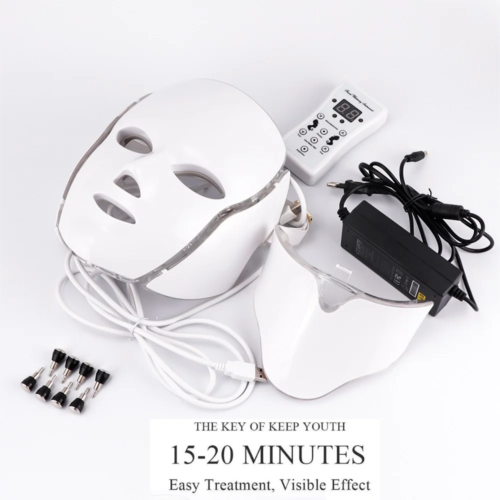 

Masque Photon Thé Heavy Anti-acné LED, 7 Colliers, Éliminateur de Cheveux, Spa, Blanchissant, Outils de Soins