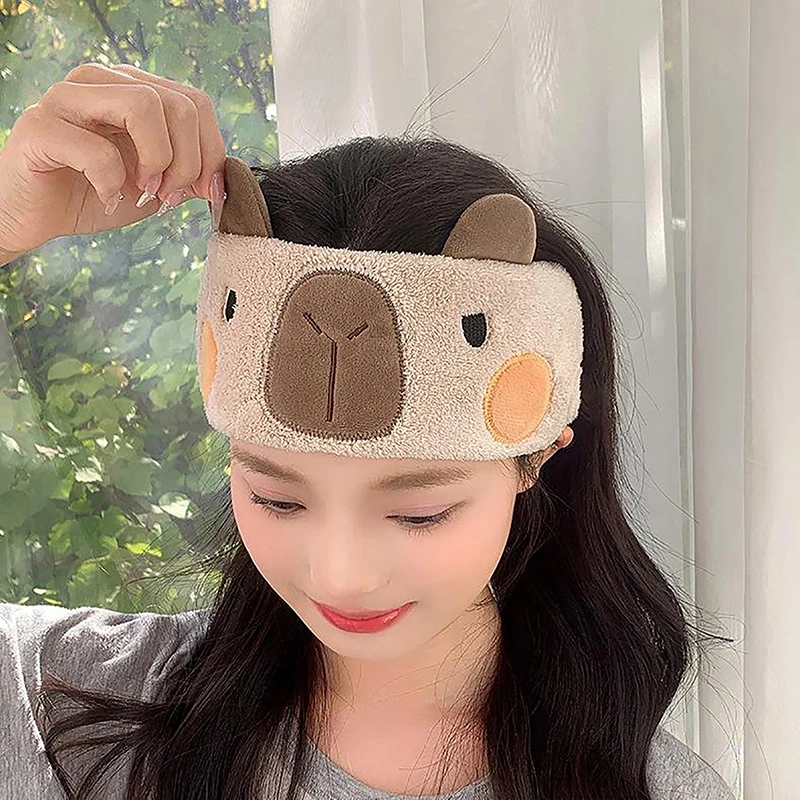 Cartoon Kapibala Korallen Fleece Stirnband Schnell Trocknend Mit Wasser Absorption Capybara Waschen Gesicht Stirnband Make-Up Entferner Haar Abdeckung