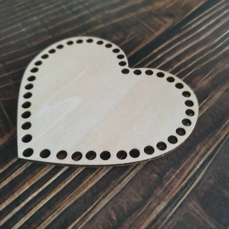 10x Wooden base HEART for crochet baskets Wood Chips Solid Wood Bag Bottom DIY Bottom Crochet Heart 10cm