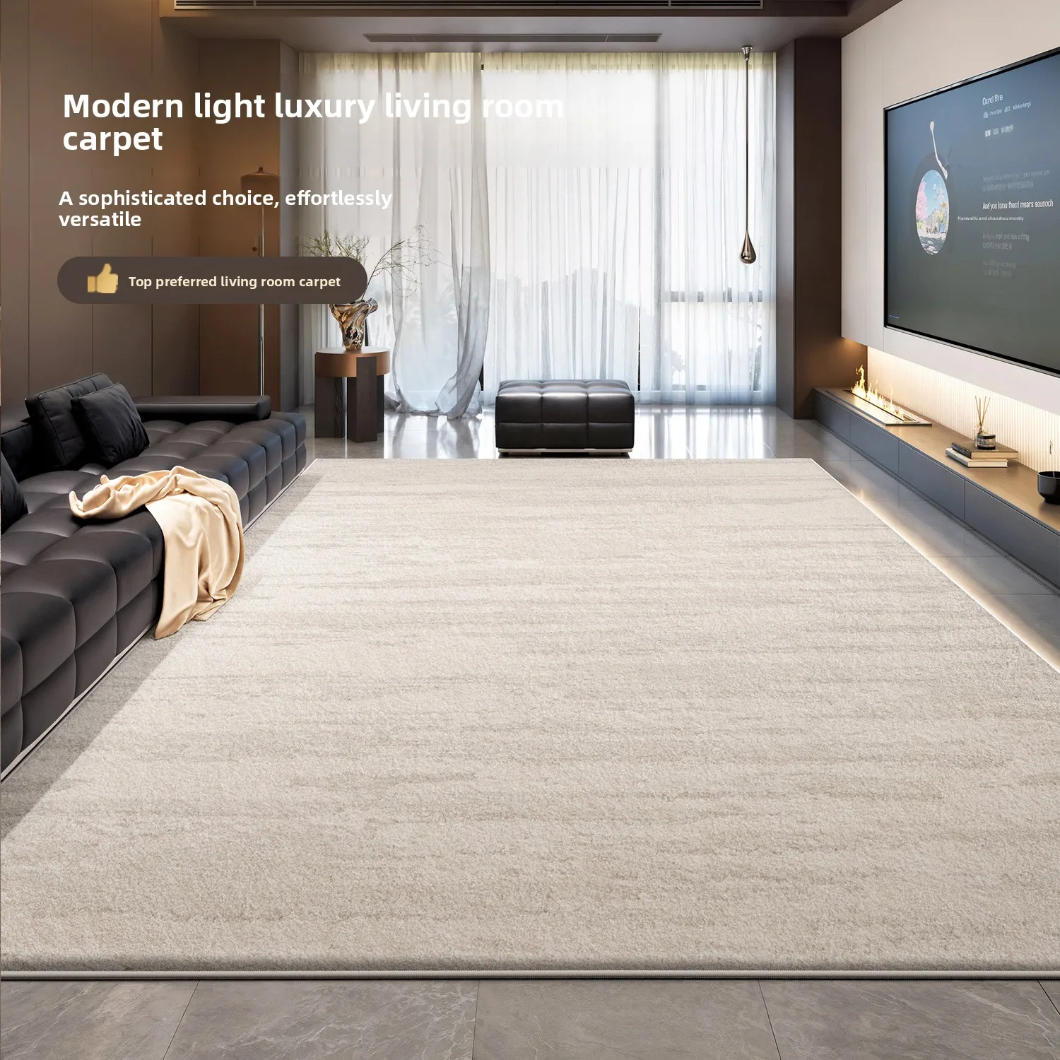 200x300cm Waterproof Living Room Carpet Italian Minimalist Stain Resistant Luxury Rug Easy Clean