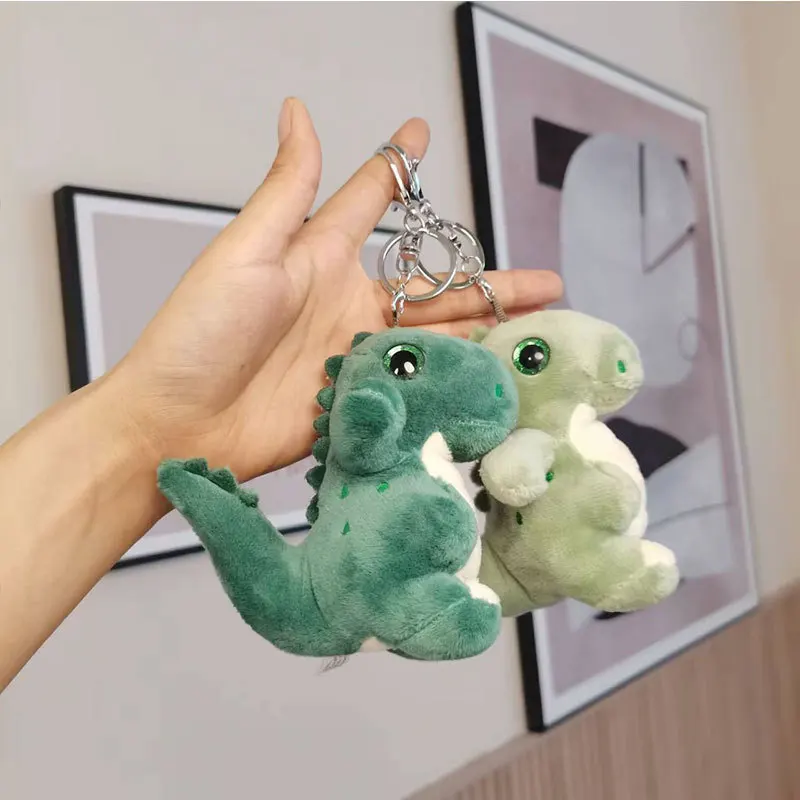 12cm Cute Green Soft Dinosaur Plush Doll Doll Keychain Lovely School Bag Pendant Doll Bag Backpack Ornaments Keychain