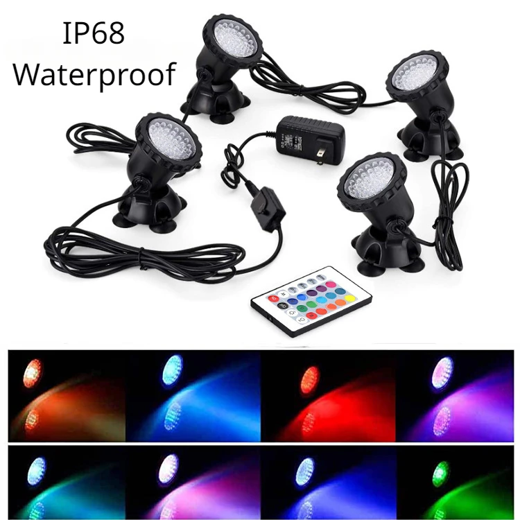 Remote Control Button Diving Light Dual Waterproof Fish Tank Aquarium Pool Lamp Underwater Lighting Seven Color Spotlight