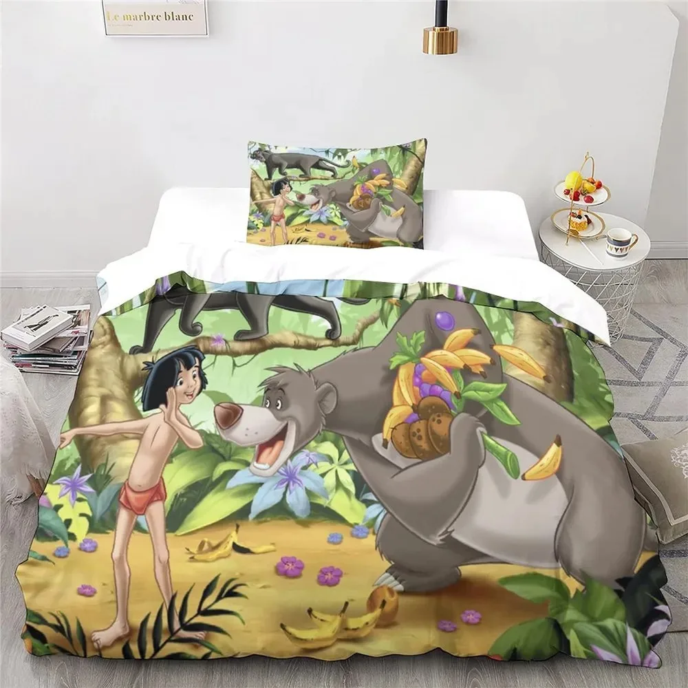 Disney The Jungle Book Bed Cover Set Duvet Bed Linen,3d Children Bedding Set,3-Piece 1 Bed Cover Birthday Gifts