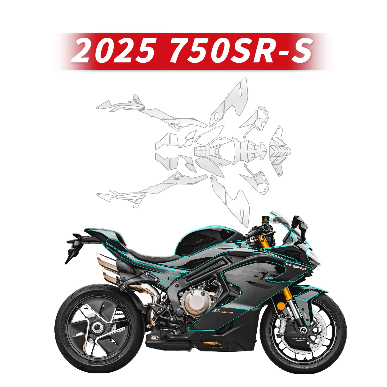 For 2025 CFMOTO 750SR-S Paint Protection Film High-Density TPU 3M Adhesive UV-Resistant Easy-Install Anti-Scratch Mod Parts