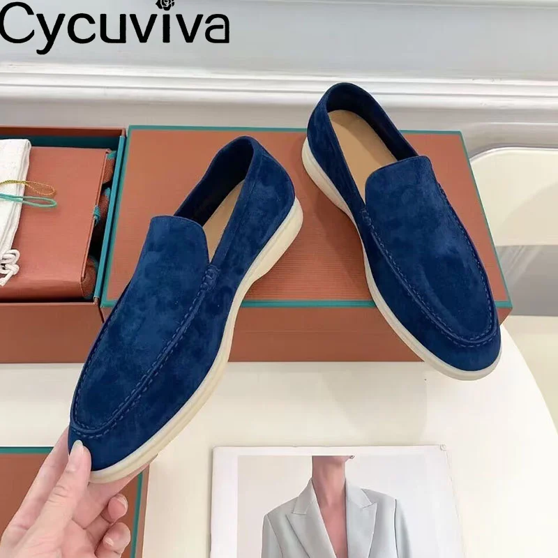 Hot Sale Pink Kid Suede Leather Flat Loafers Shoes For Women Casual Sneakers Autumn Mules Slip On Vacation Walking Shoes