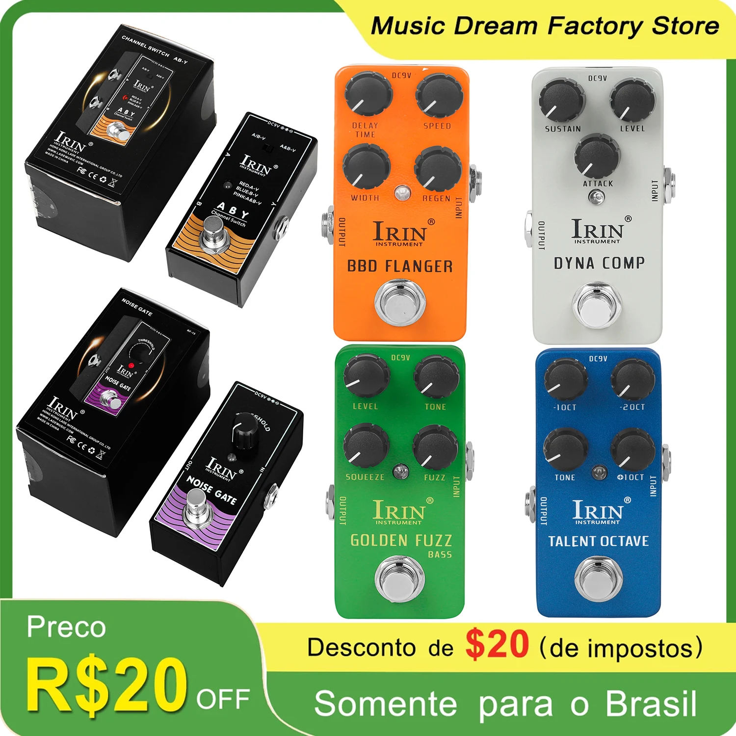 Electric Guitar Effects Pedal RS/RF Series Guitar Pedal ABY/Noise Gate/BBD Flanger /Dyna Comp/Talent Octave/Golden Fuzz