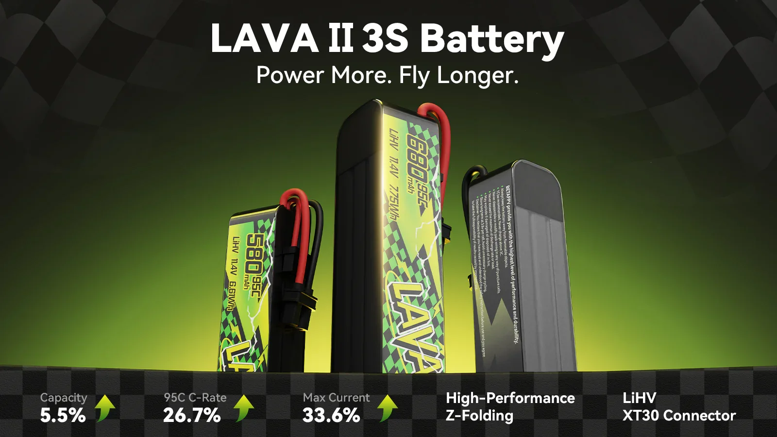 BETAFPV LAVA II 3S 580mAh 95C LiHV Drone Battery