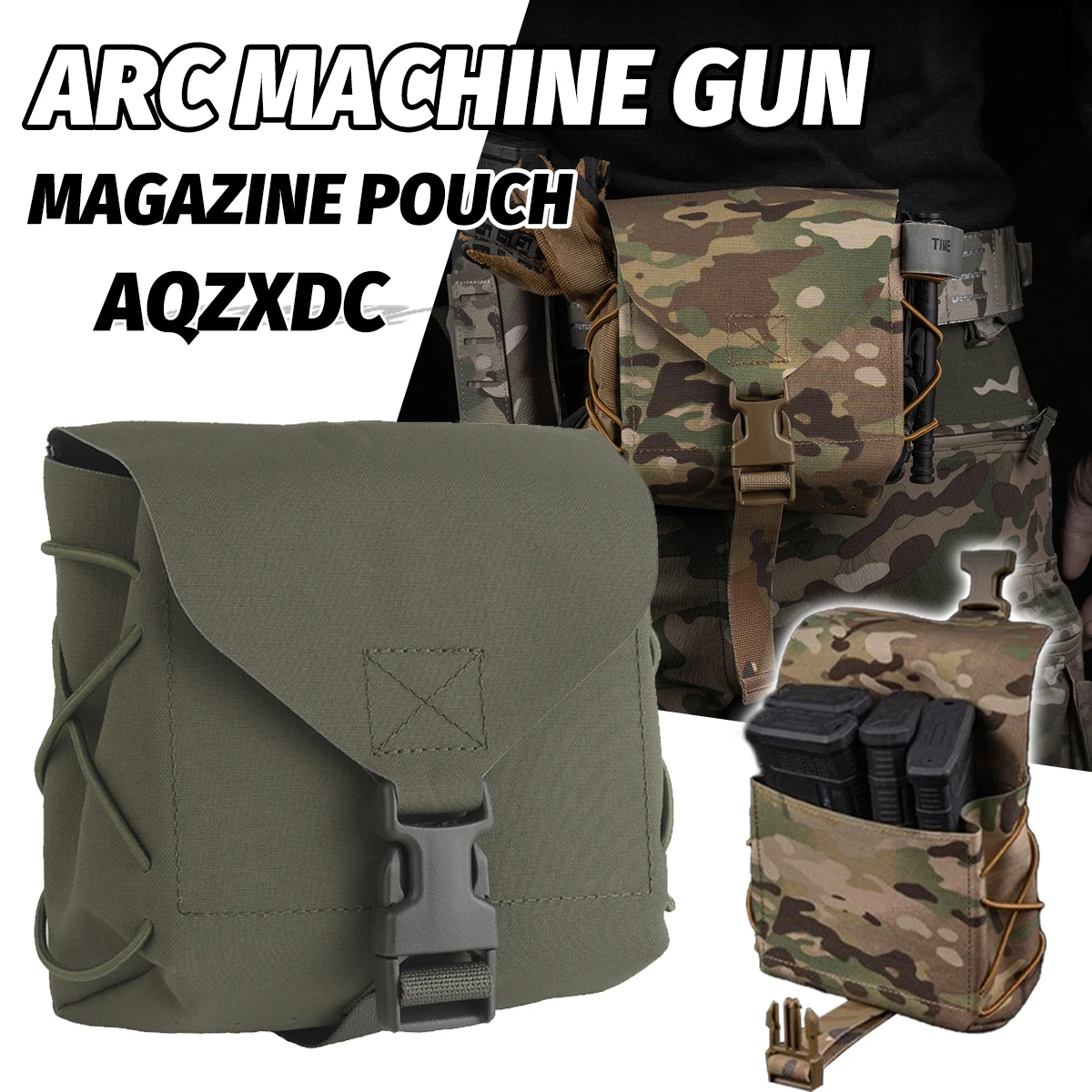 

ARC Machine Gun Magazine Pouch Large Capacity Molle Tactical Bagcompatible for 7.62 5.56 40mm Grenade Magpuld60 Drum Magazines