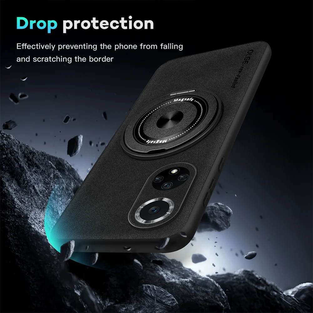 

For Huawei Nova 9 9 Pro Fine Hole Sheepskin Swivel Bracket Magnetic Soft Edge Anti Drop Anti Fingerprint Phone Case