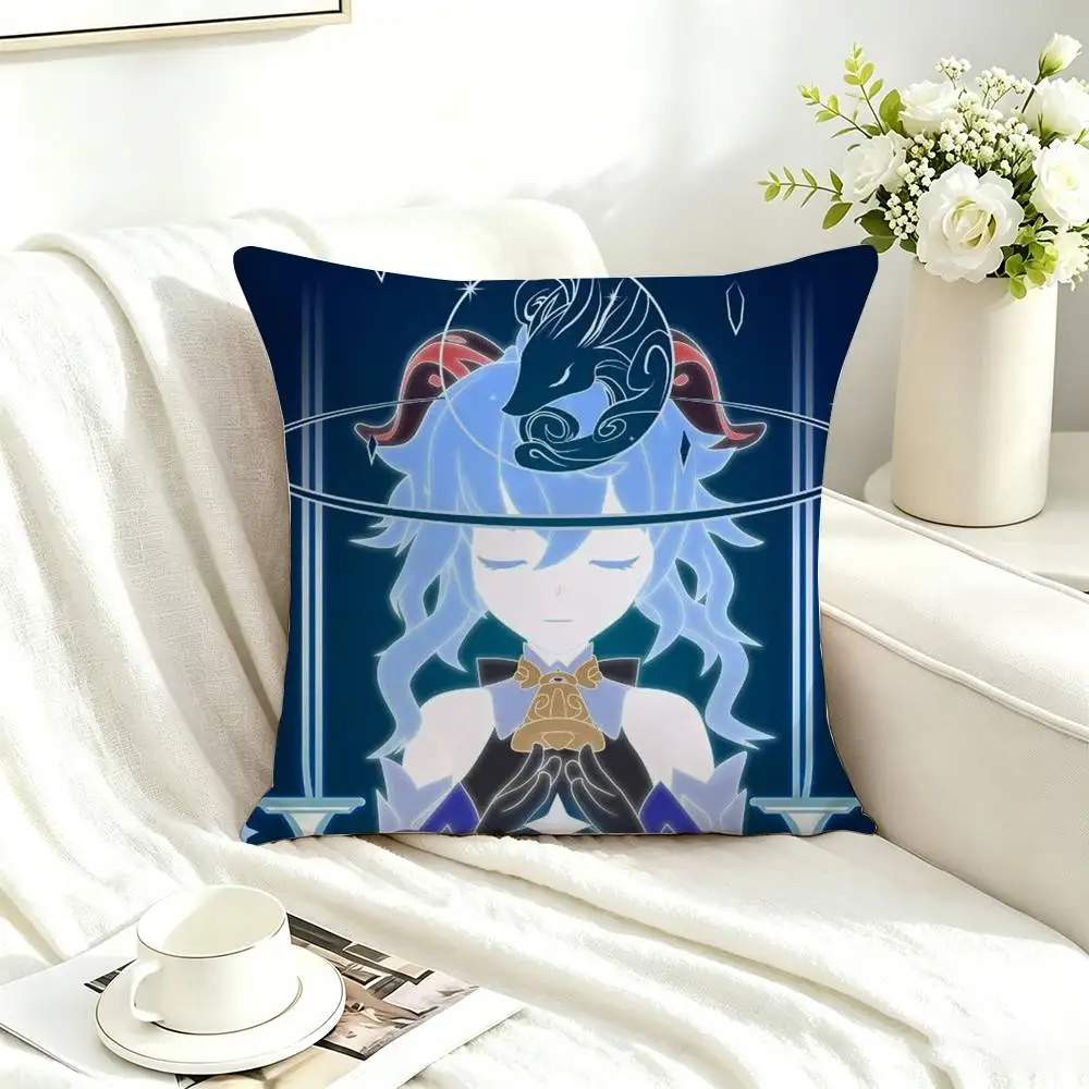 Game Genshin-n Impact-t  Square Double-Sided printed Pillow Case Bedroom Bedside Pillow Sofa Cushion Cover