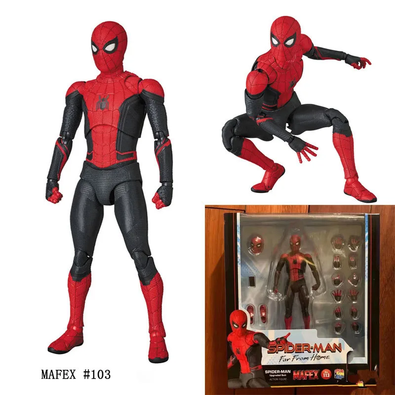 Mafex 113 Marvel Spider-Man BJD Spiderman Super Hero Far From Home Figure Model Toys for Action Figures15cm Festive Gift