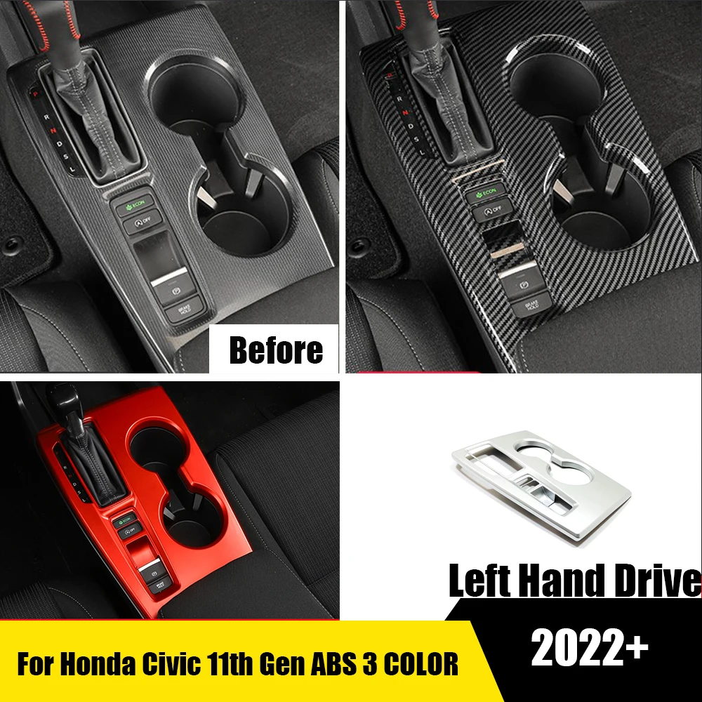 

For Honda Civic 11th Gen 2022 2023 ABS Matte/red Car gear shift knob frame panel Decoration Cover Trim Stickers Auto Accessories