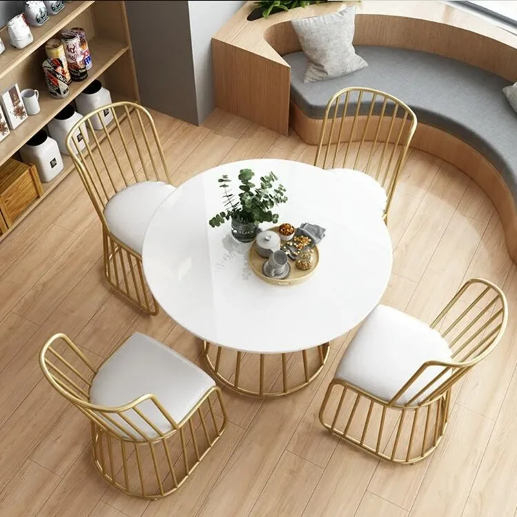 marble round tables and chairs, minimalist dining table, creative leisure area, milk tea shop, coffee shop, personalized