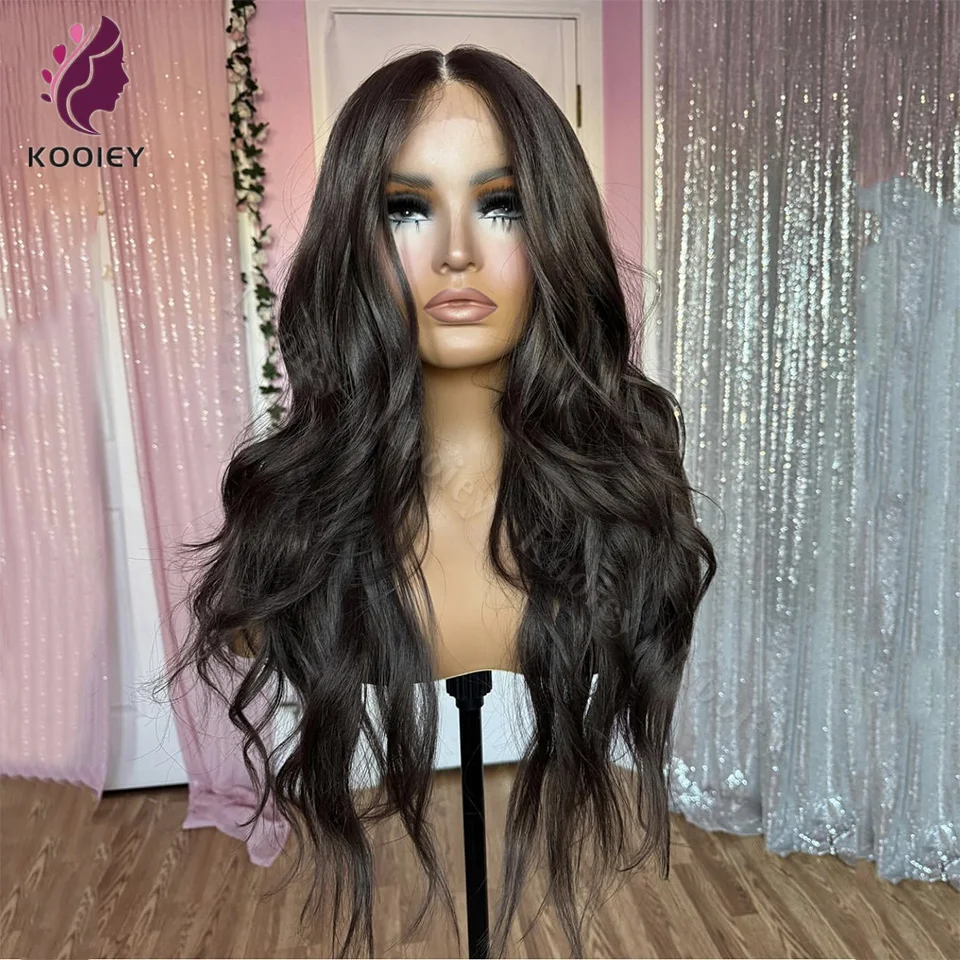 Dark Chocolate Brown Natural Wave 100% 13x6 Lace Frontal Human Hair Wigs Peruvian Glueless #2 13x4 Silk Top Lace Frontal Wigs