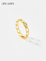 DPLAOPA New 925 Sterling Silver Circle Zircon CZ Chain Ring 2024 Fine Simple Fashion Anniversary Party Women Jewelry Gift
