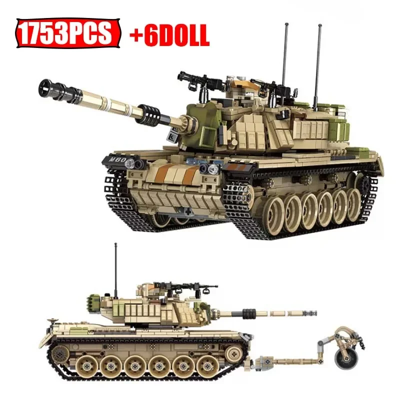 1773PCS Military Russia T-90 Main Battle Tank Model Building Blocks DIY Military Soldier Weapon Building Block Toys For Kids