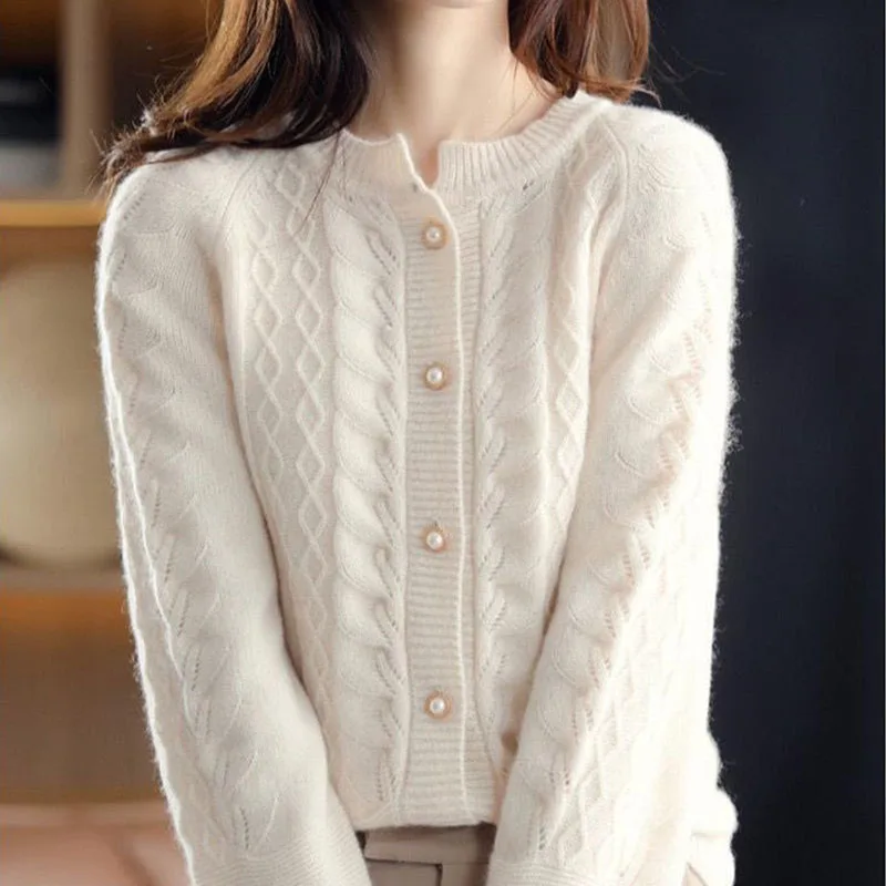 Vintage Solid All-match Knitted Sweaters Coat Autumn Winter Long Sleeve Button Cardigans Fashion Women Loose Casual Sweater 2022