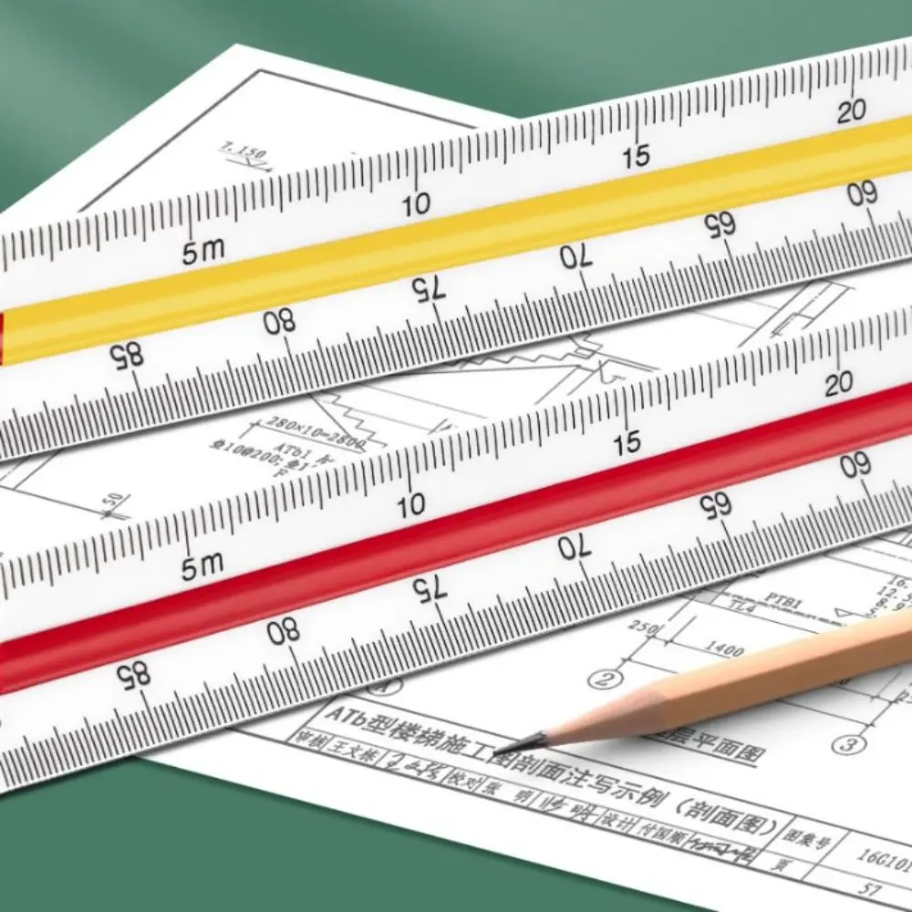 Regla de escala Triangular multifunción de 30cm, regla de dibujo técnico, regla de arquitecto de medición, ingeniero