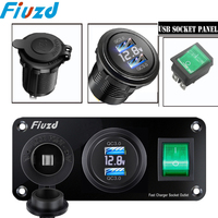 3 1 ON/OFF Charger Socket Panel Dual USB Socket Power Outlet & LED Voltmeter &Cigarette Lighter Socket& LED Switch