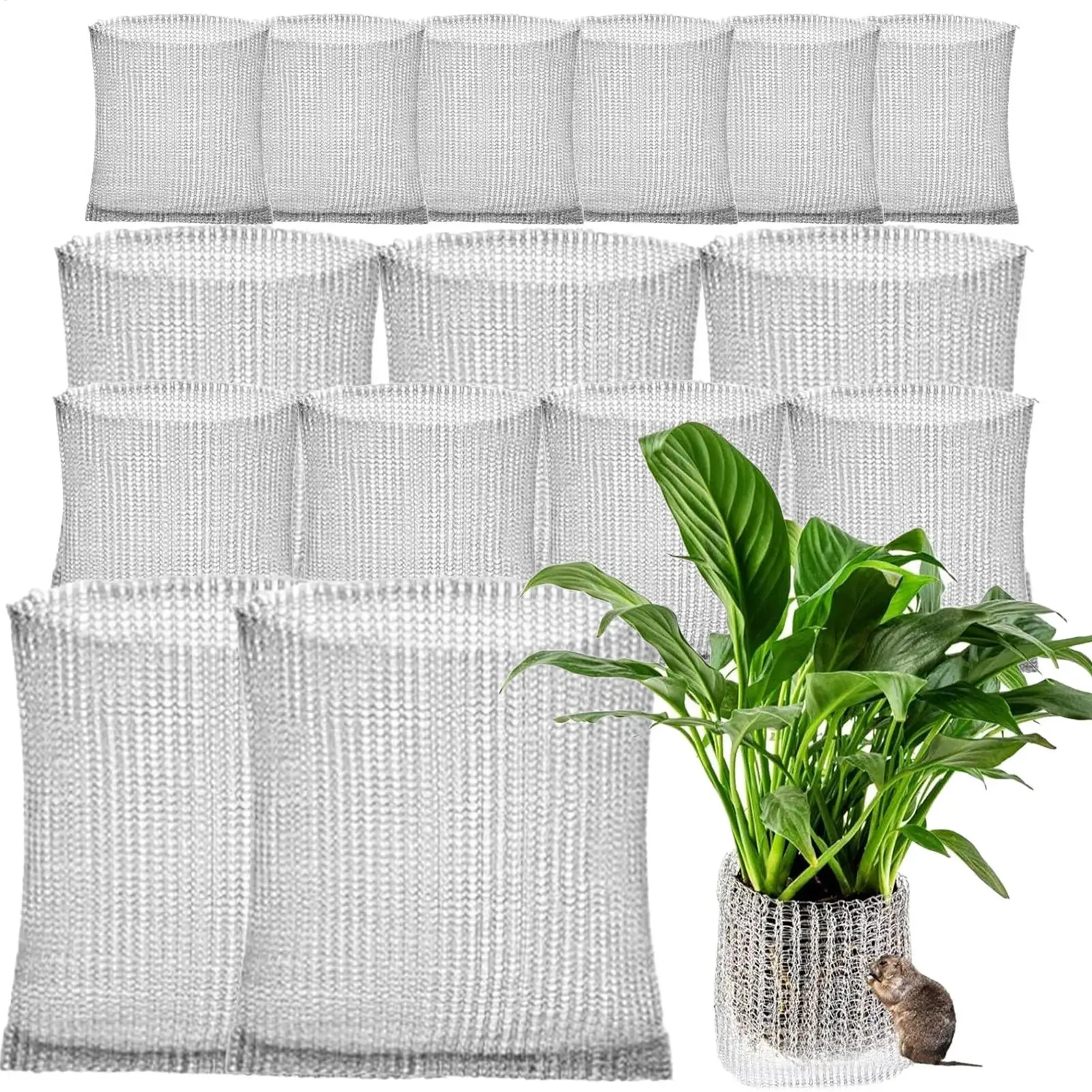 Stainless Steel Gopher Basket 15 Pcs Plant Root Guard Mesh Protector Wire Rodent Barrier for Garden Tree Vegetable Planting