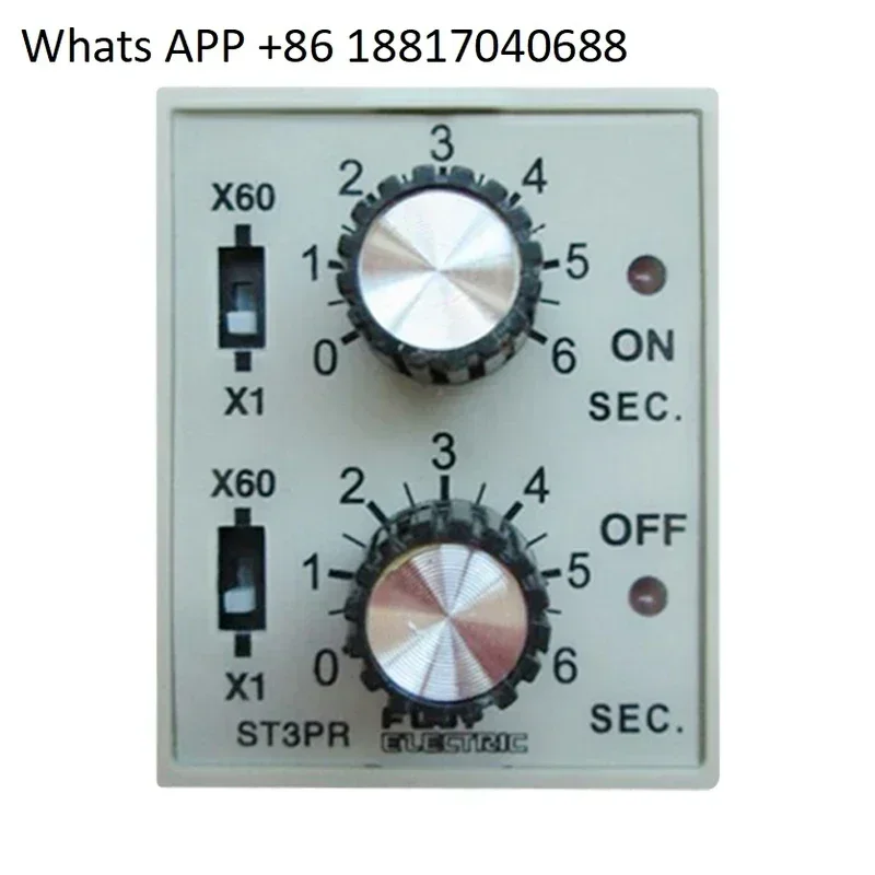 ST3PR limited cycle delay relay 220V24V positive and negative double knob adjustment control time 10 seconds 60 minutes 30SM