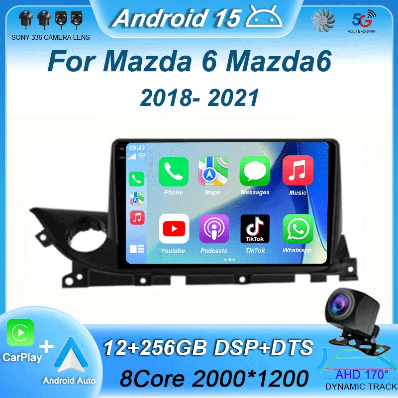 

Wireless Carplay Auto Car Radio Android 15 For Mazda 6 Mazda6 III 3 GJ GL ATENZA 2018 - 2021 Multimedia Video Player Stereo DSP