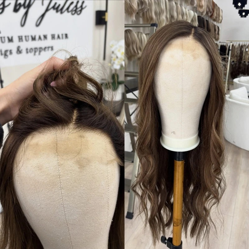 

Высококачественный бесклеевой парик Ombre Коричневый блондин Синтетический HD парик фронта шнурка Красивый женский парик Натуральный длинный волнистый парик 180% Плотность