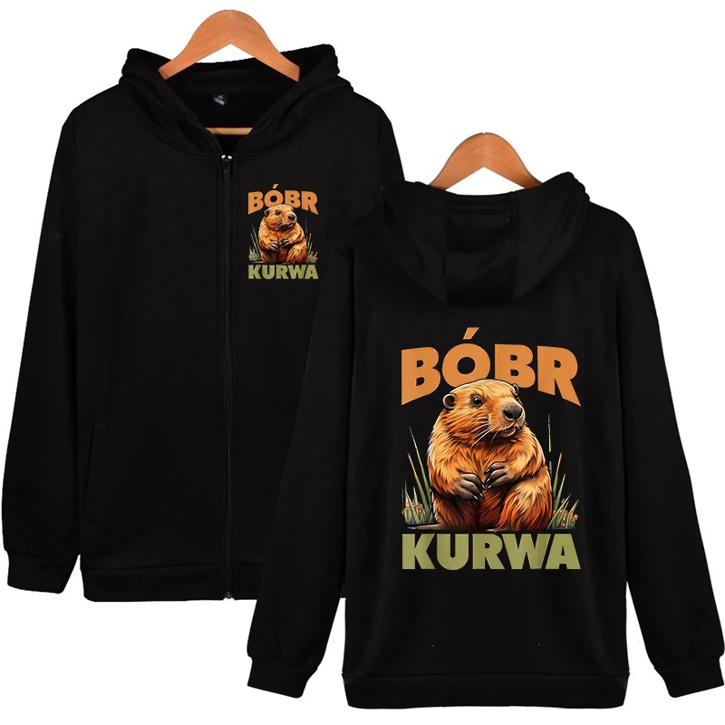 Bobr Kurwa Harajuku Y2k Zip Up Hoodies Men Women Fashion Funny Hooded Streetwear Kurwa Bober Grunge Zipper Sweatshirts Clothes