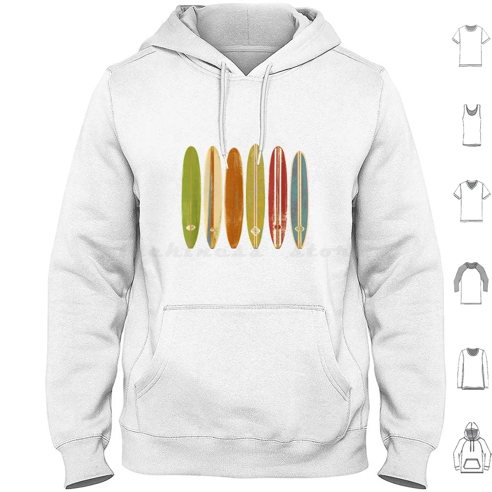 Longboard Surfboards Vintage Retro Style Surfing T-Shirt Hoodie Cotton Long Sleeve Channel Islands Surfing Text Surfboards